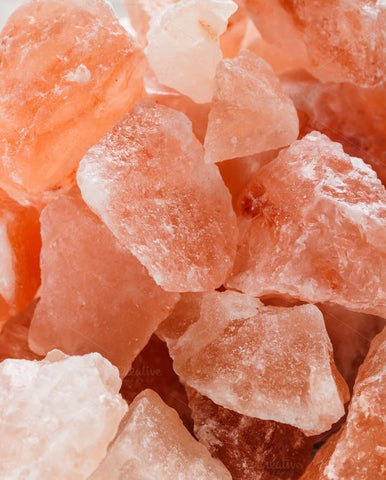 Pink Himalayan Salt stones in their natural state. 